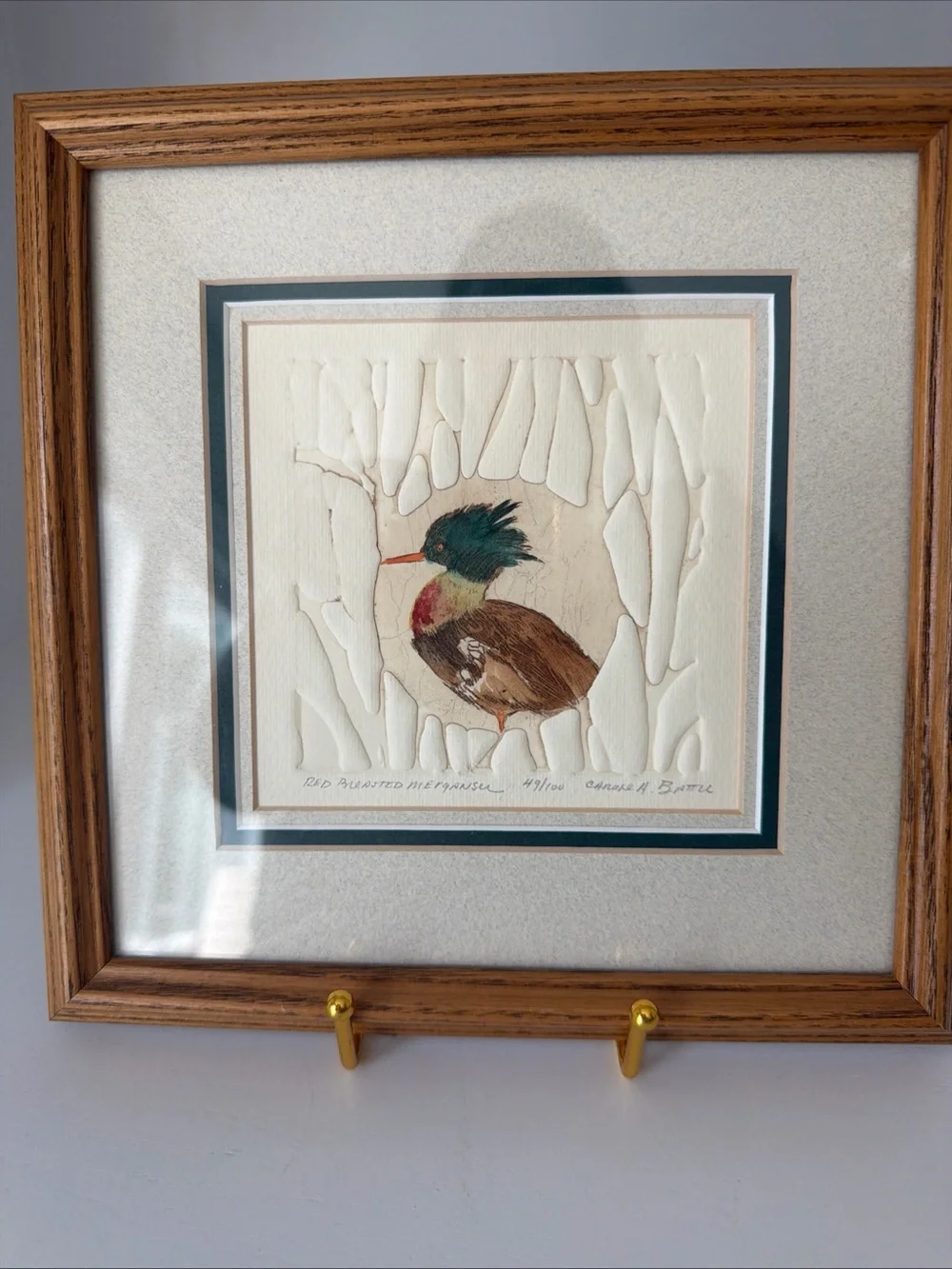 Framed Vintage Duck Art by Carole Battu Signed and Numbered Set of 2